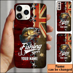 Maxcorners Bass Fishing Red Flag Personalized Name Phone Case (USA, CA, AU) LM1812
