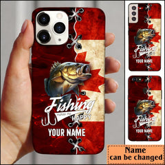 Maxcorners Bass Fishing Red Flag Personalized Name Phone Case (USA, CA, AU) LM1812