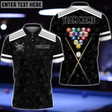 Maxcorners Billiards Black & White Personalized Name 3D Shirt