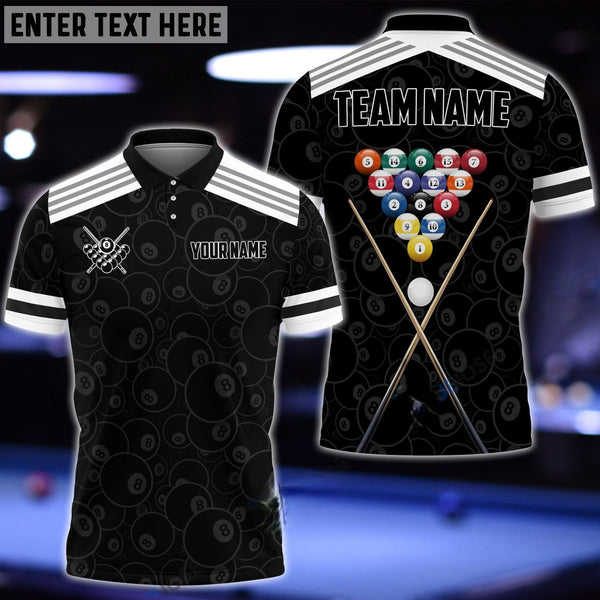 Maxcorners Billiards Black & White Personalized Name 3D Shirt