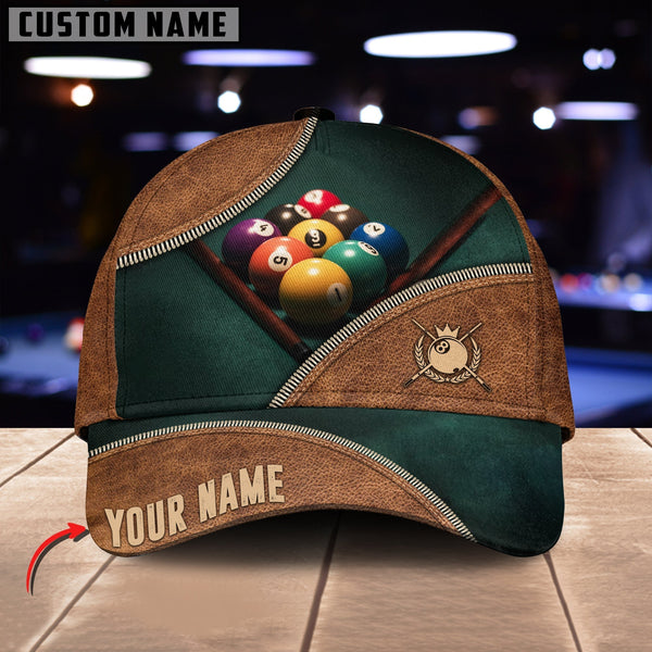 Maxcorners Billiard Brown N Gr Customized Name 3D Cap