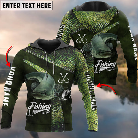 Maxcorners Custom Name Catfish Fishing Shirt 3D Shirts