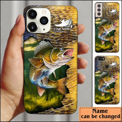 Maxcorners Fishing Walleye Skin  Personalized Name Phone Case LM1812