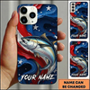 Maxcorners American Flag Wave Custom Name Fishing Phone Case