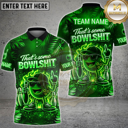 Maxcorners Bowling Polo Fiery Cartoon Bowling Ball Multicolor Customized Name, Team Name 3D Shirts (4 colors)