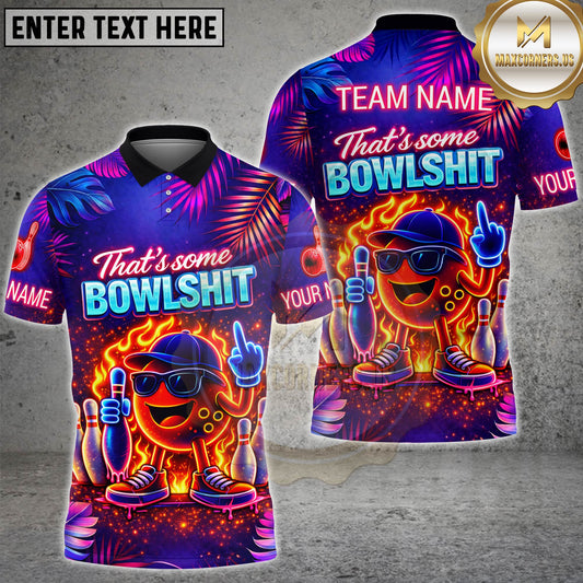 Maxcorners Bowling Polo Fiery Cartoon Bowling Ball Multicolor Customized Name, Team Name 3D Shirts (4 colors)