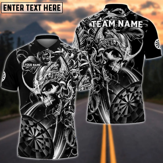 Maxcorners Darts Viking Skull Warrior Multicolor Option Customized Name, Team Name 3D Shirt (2 Colors)