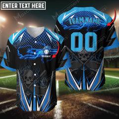 Maxcorners Baseball Jersey Skull Thunder Lights Custom 3D Shirt (Multicolor)