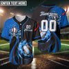 Maxcorners Baseball Jersey Flaming Skull Custom 3D Shirt (Multicolor)