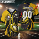 Maxcorners Baseball Jersey Flaming Skull Custom 3D Shirt (Multicolor)