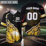 Maxcorners Baseball Jersey Flaming Pattern Custom 3D Shirt (Multicolor)