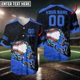 Maxcorners Baseball Jersey Flaming Pattern Custom 3D Shirt (Multicolor)