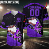 Maxcorners Baseball Jersey Flaming Pattern Custom 3D Shirt (Multicolor)