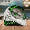 Maxcorners Fishing Green Lightning White Scale Water Splash Customized Name 3D Cap