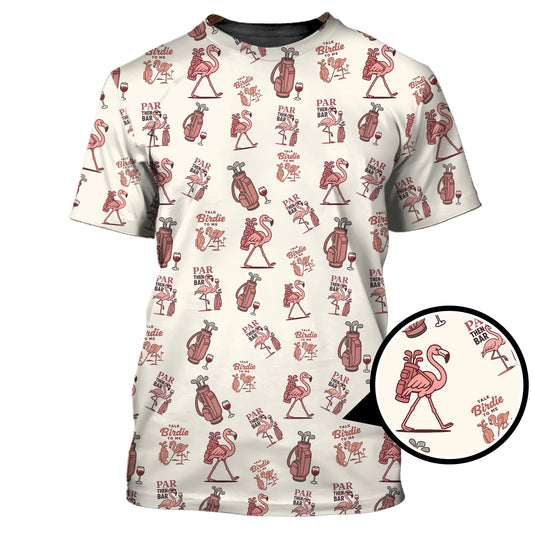 Maxcorners Flamingo Golf Shirt For Women, Funny Pink Pattern Golf Polos, Talk Birdie To Me Golfs Shirts