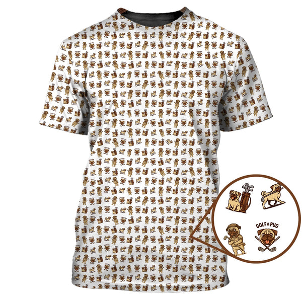 Maxcorners Pattern Golf Shirt For Men, Crazy Pug Golf Shirt, Dog Golf Shirt For Golfer