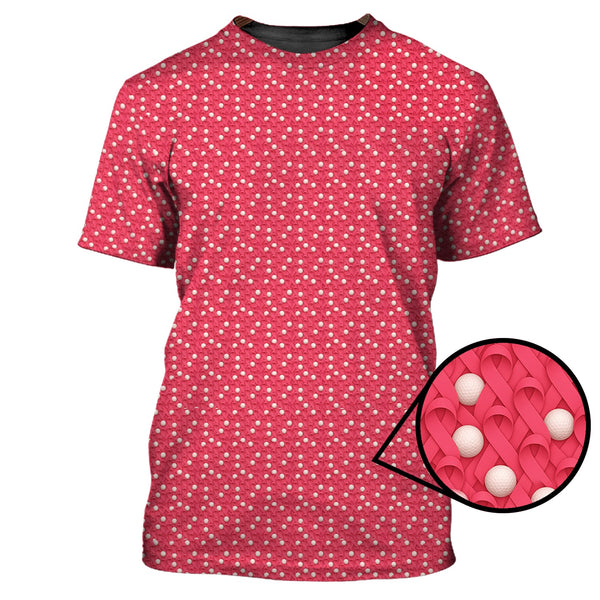 Maxcorners Pink Golf Shirt, Breast Cancer Golf Shirt For Golfer, Pattern Golf Shirt