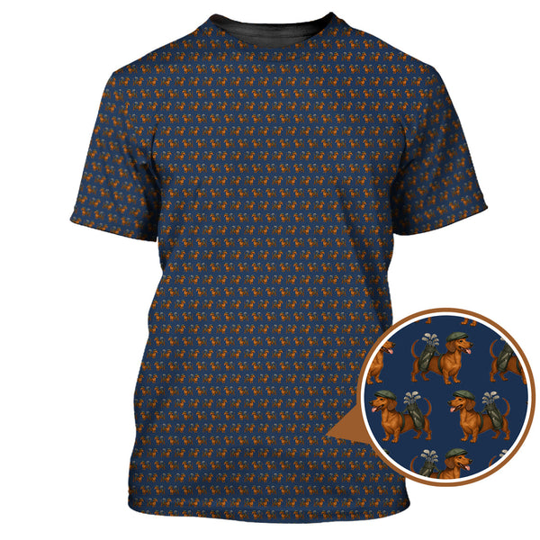 Maxcorners Dachshund Golf Shirt For Men, Pattern Golf Polos, Funny Golf Shirt For Golfers