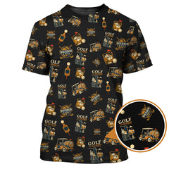 Maxcorners Funny Bourbon Pattern Polos, Golf and Bourbon Shirt for Men, Gift For Golfers