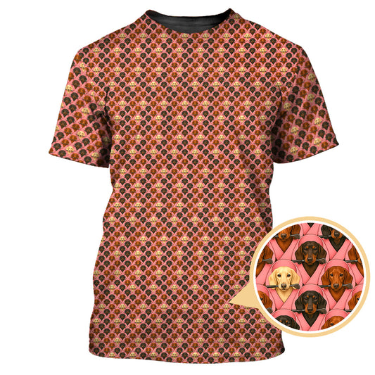 Maxcorners Pattern Golf Shirt For Dog Lovers, Dachshund Golf Shirt, Breast Cancer Golf Shirt, Funny Golf Shirt For Golfer