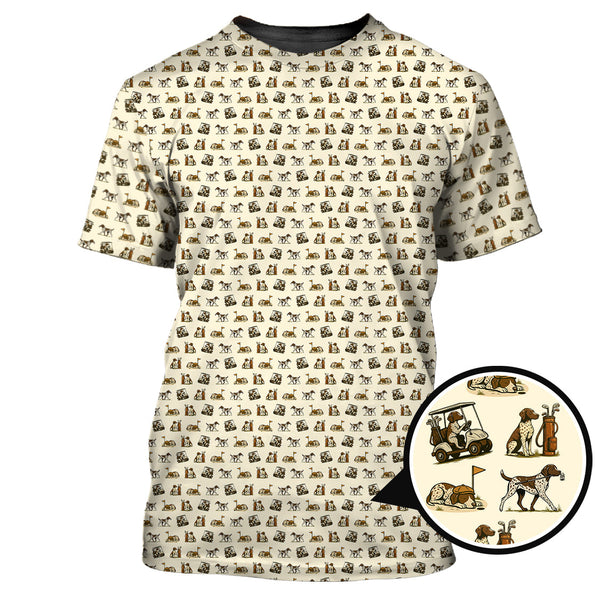 Maxcorners Pattern Golf Shirt, Pointer Golf Polos, Dog Golf Shirt For Men, Crazy Golf Shirt For Golfers