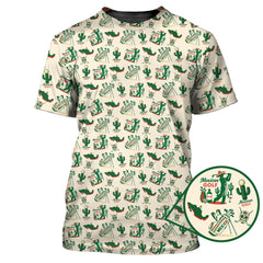 Maxcorners Tequila And Cactus Pattern Golf Shirt For Men, Crazy Golf Shirts, Mexican Golf Polos