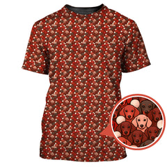 Maxcorners Dachshund Dog Pattern Golf Shirt With Red Color, Golf Gift For Dog Lover, Funny Dachshund Golf Shirt For Golfers