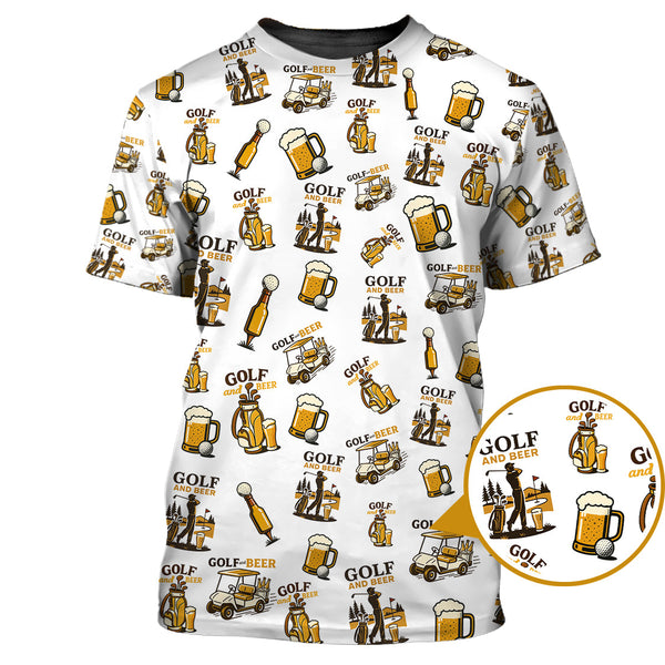 Maxcorners Pattern Golf And Beer Polos, Funny Golf Shirt, Crazy Golf Shirts For Men's