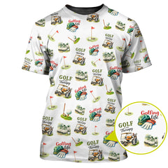 Maxcorners Golf Is My Therapy Pattern Golf Shirt, Golfing Life Polos, Golf Gift For Golf Lovers, Funny Golf Shirts