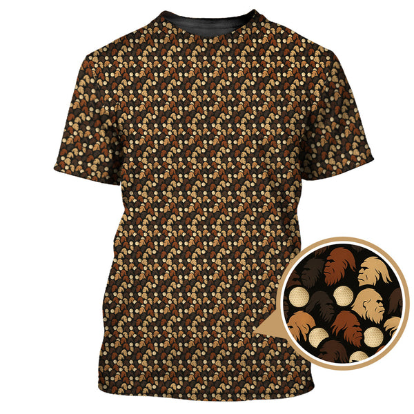 Maxcorners Sasquatch Pattern Golf Shirt, Bigfoot Golf Shirt For Golfer, Crazy Golf Shirt For Men