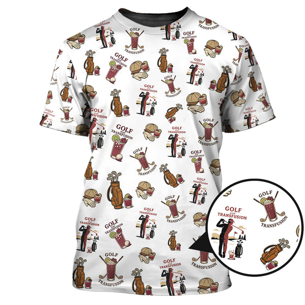 Maxcorners Transfusion Golf Shirt, Golf Transfusion Drink Pattern Polos, Men's Golf Shirts