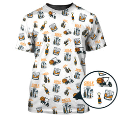 Maxcorners Golf & Whiskey Pattern Golf Polos, Funny Golf Shirt For Men, Crazy Golf Shirts For Golfers