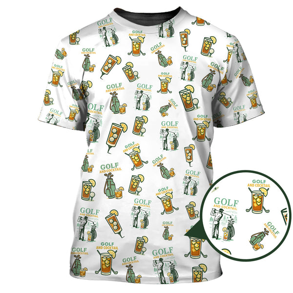 Maxcorners Funny Pattern Cocktail Golf Polos, Men Golf Shirt, Golf Gift For Golfers