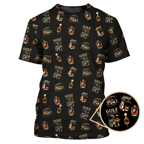 Maxcorners Golf And Bourbon Pattern Polos, Women’s Golf Shirt, Golf Gift For Golfers