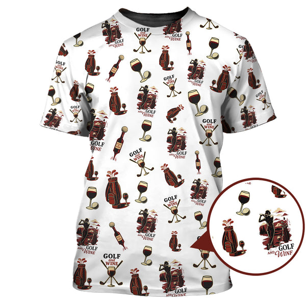 Maxcorners Wine Golf Pattern Polo for Women, Ladies Golf Shirts, Gofl Gift For Golfers