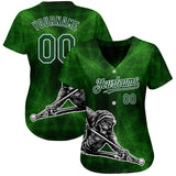 Maxcorners Personalized Text And Number Billiard Green Skull 3D Pattern Baseball Jersey Shirt