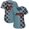 Maxcorners Personalized Text And Number Billiard Blue Gray 3D Pattern Baseball Jersey Shirt