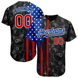 Maxcorners Personalized Text And Number Billiard 3D US Flag Pattern Baseball Jersey Shirt