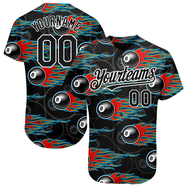 Maxcorners Personalized Text And Number Billiard Ball 8 3D Pattern Baseball Jersey Shirt