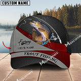 Maxcorners Trout Fishing Personalized Name Metal Pattern 3D Classic Cap