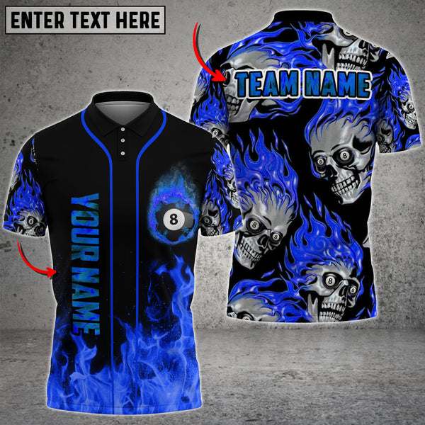 Maxcorners Billiards Ball 8 Skull Multicolor Options Personalized Name 3D Shirt (4 Colors)