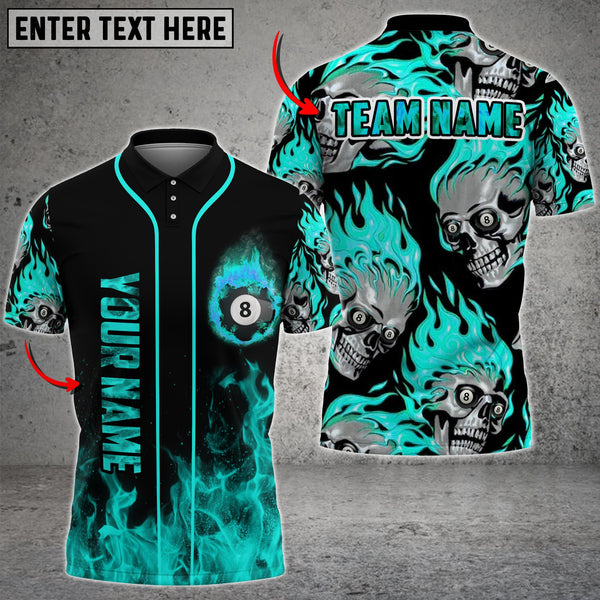 Maxcorners Billiards Ball 8 Skull Multicolor Options Personalized Name 3D Shirt (4 Colors)