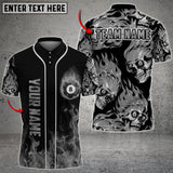 Maxcorners Billiards Ball 8 Skull Multicolor Options Personalized Name 3D Shirt (4 Colors)
