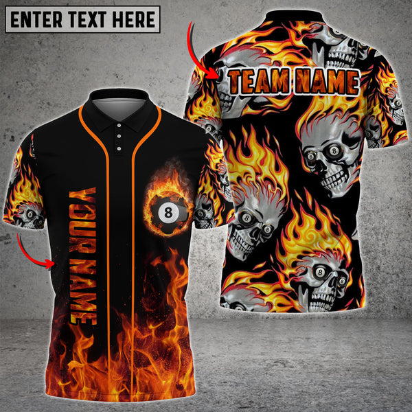 Maxcorners Billiards Ball 8 Skull Multicolor Options Personalized Name 3D Shirt (4 Colors)