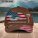 Maxcorners Catfish Fishing US Flag Personalized Name Blue 3D Classic Cap