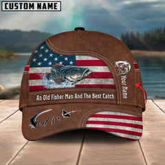 Maxcorners Catfish Fishing US Flag Personalized Name Blue 3D Classic Cap