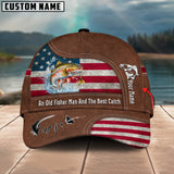 Maxcorners Trout Fishing US Flag Personalized Name Blue 3D Classic Cap