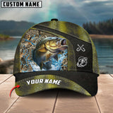 Maxcorners Bass Fishing Personalized Name Blue 3D Classic Cap