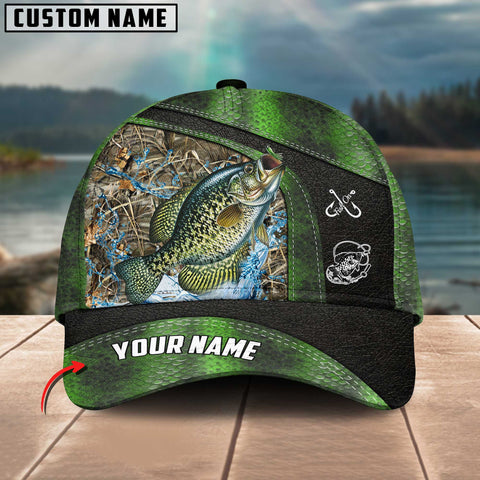 Maxcorners Crappie Fishing Personalized Name Blue 3D Classic Cap