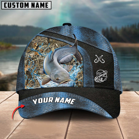 Maxcorners Catfish Fishing Personalized Name Blue 3D Classic Cap